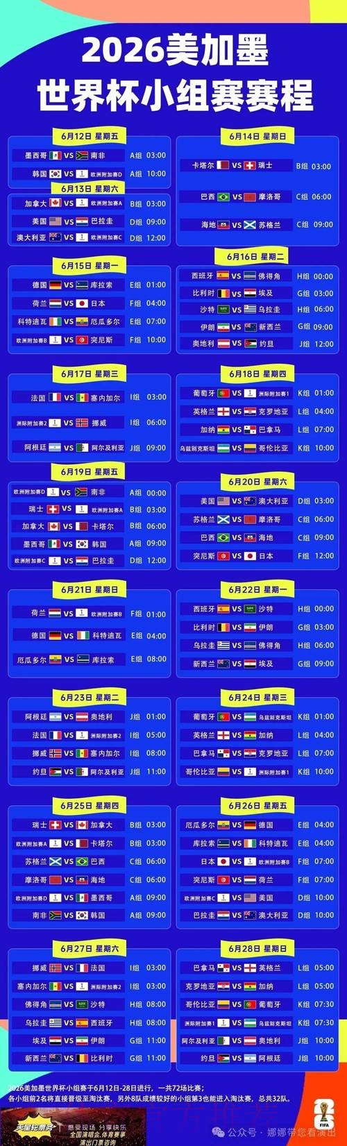 2026世界杯赛程一览比赛时间表实时查看 2026世界杯赛程一览比赛时间表实时查看